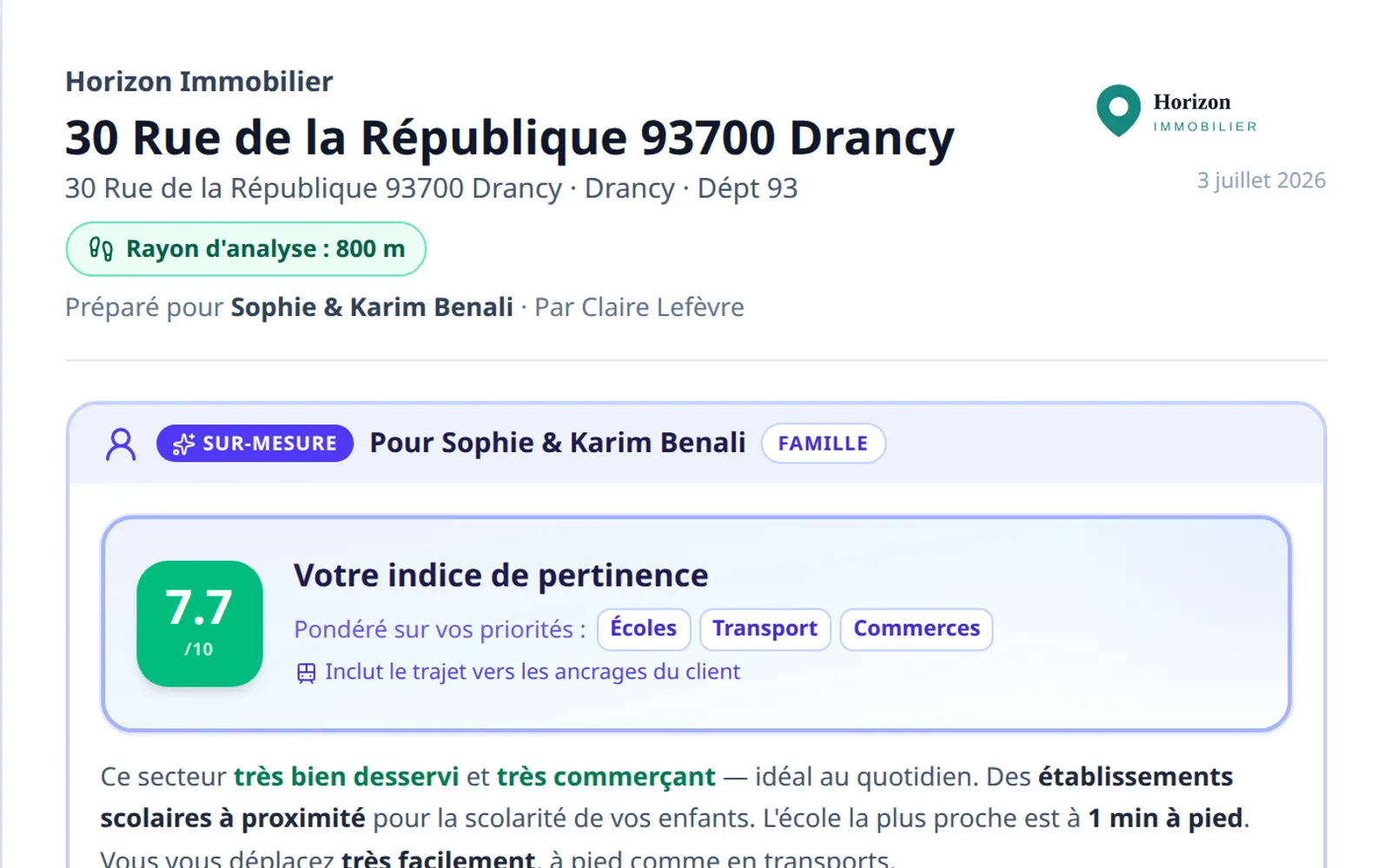 Rapport PDF brandé aux couleurs de l'agence